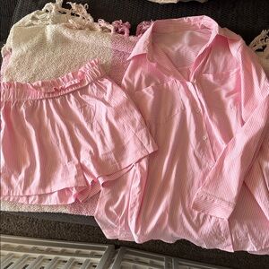 Pink Striped Women's Pajama Set